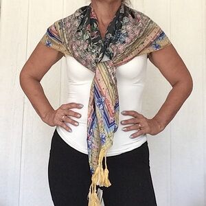 JOHNNY WAS SILK FLORAL SCARF NWT